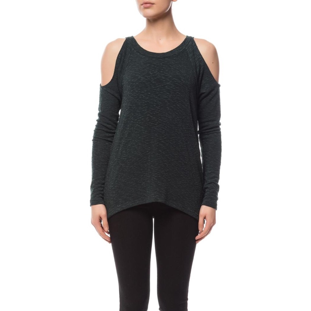 Olivaceous cold shoulder top